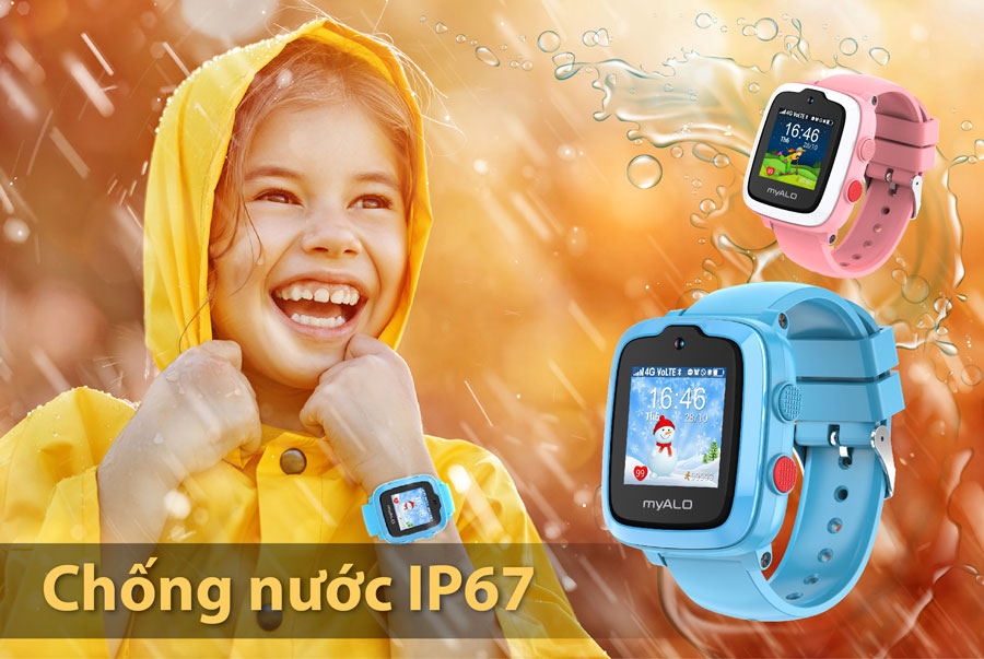 Đồng hồ thông minh trẻ em, đồng hồ định vị trẻ em myALO K74 có thiết kế kín, chống bụi và chống nước theo tiêu chuẩn IP67.