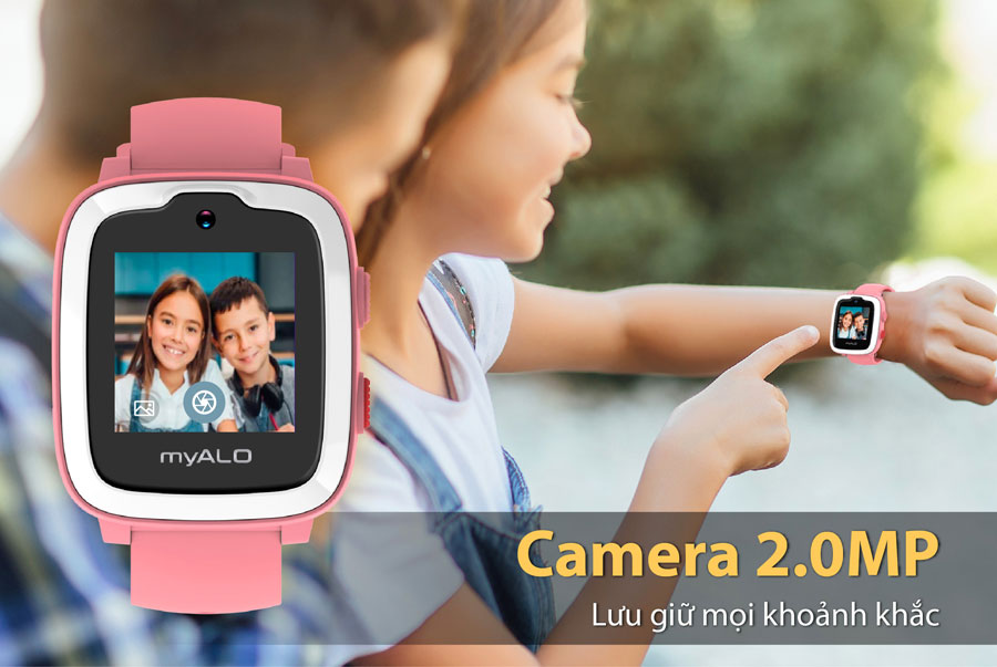 Đồng hồ thông minh trẻ em, đồng hồ định vị trẻ em myALO K74 tích hợp camera trước 2.0MP để chụp ảnh.