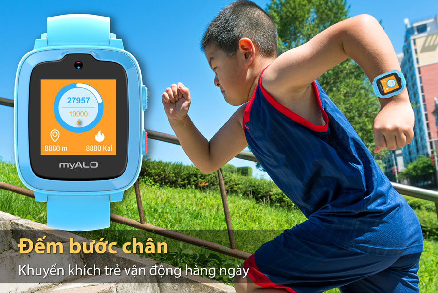 Đồng hồ thông minh trẻ em, đồng hồ định vị trẻ em myALO K74 tích hợp cảm biến G-sensor để theo dõi vận động của trẻ hàng ngày.