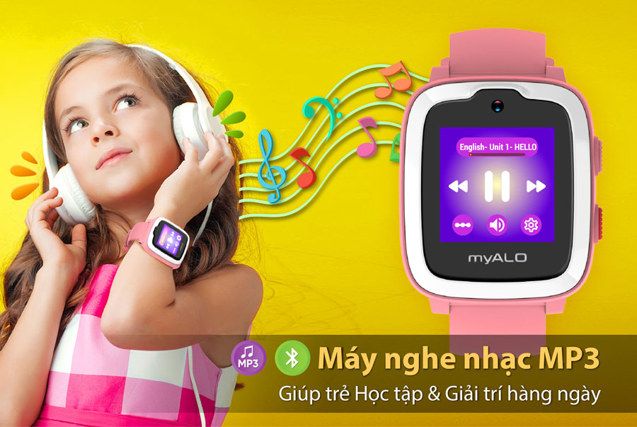 Đồng hồ thông minh trẻ em, đồng hồ định vị trẻ em myALO K74 tích hợp máy nghe nhạc MP3.