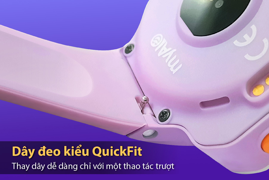 đồng hồ định vị trẻ em, đồng hồ thông minh trẻ em myALO K84 có dây đeo được thiết kế theo kiểu QuickFit, bố mẹ có thể dễ dàng thay dây cho đồng hồ chỉ với một thao tác trượt
