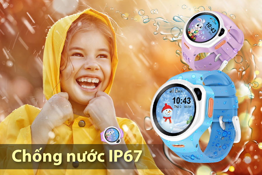 Đồng hồ định vị trẻ em myAlo K84 (đồng hồ thông minh trẻ em) được làm bằng vật liệu chống bụi, chống nước và thiết kế kín theo tiêu chuẩn IP67