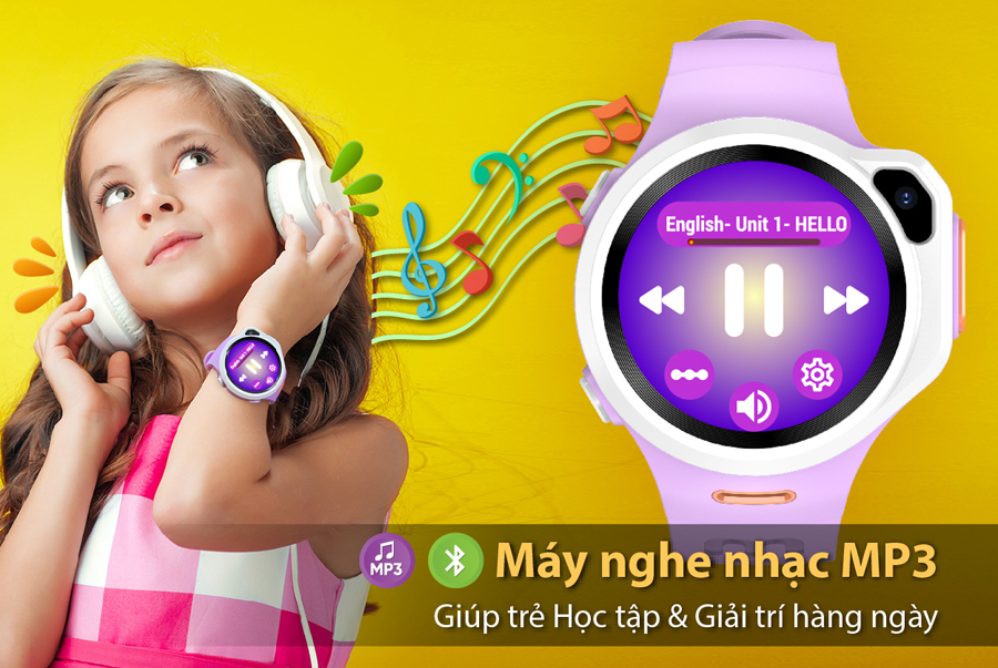 đồng hồ định vị trẻ em, đồng hồ thông minh trẻ em myALO K84 được tích hợp máy nghe nhạc MP3 và kết nối loa Bluetooth giúp trẻ dễ dàng thưởng thức âm nhạc, học tiếng Anh, nghe sách nói ...