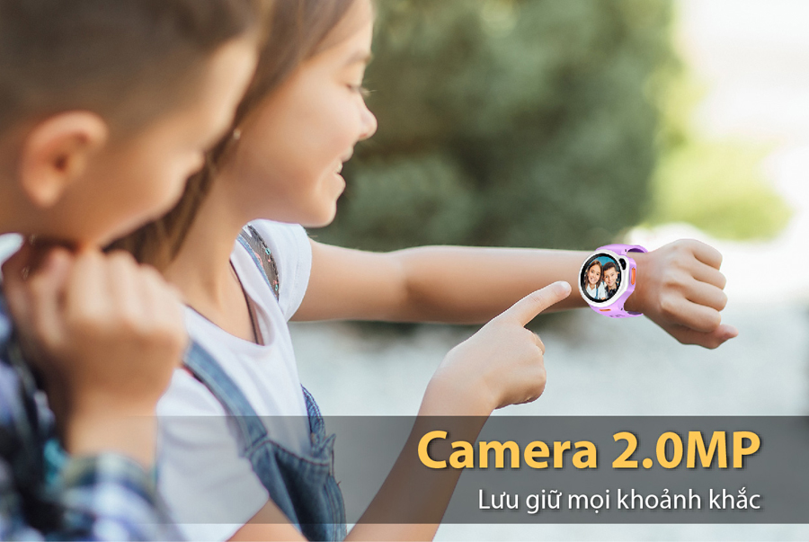 đồng hồ định vị trẻ em, đồng hồ thông minh trẻ em myALO K84 được trang bị một máy ảnh phía trước 2.0MP, giúp trẻ thỏa sức sáng tạo và ghi lại những khoảnh khắc chúng yêu thích và lưu trữ trong thư viện ảnh.