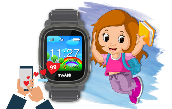 Đồng hồ định vị trẻ em myAlo KS62w (đồng hồ thông minh trẻ em) giúp bố mẹ tặng điểm thưởng trái tim cho trẻ, khích lệ trẻ làm nhiều việc tốt
