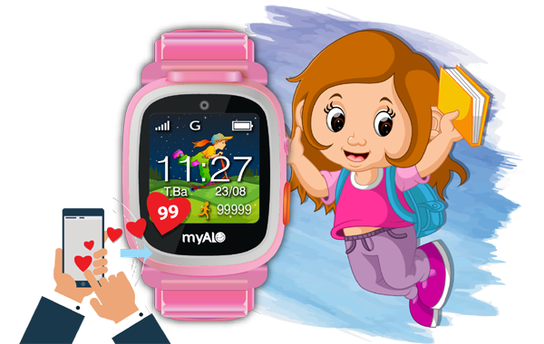 Đồng hồ định vị trẻ em myAlo KS72C (đồng hồ thông minh trẻ em) giúp bố mẹ tặng điểm thưởng trái tim cho trẻ, khích lệ trẻ làm nhiều việc tốt