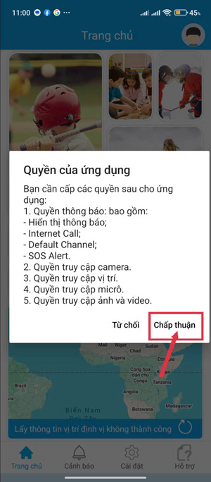 Cài đặt quyền cho ứng dụng myAlo myKids trên điện thoại SAMSUNG