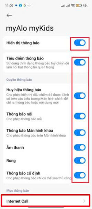 Cài đặt quyền cho ứng dụng myAlo myKids trên điện thoại Android
