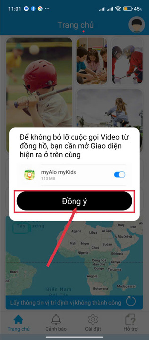 Cài đặt quyền cho ứng dụng myAlo myKids trên điện thoại Android