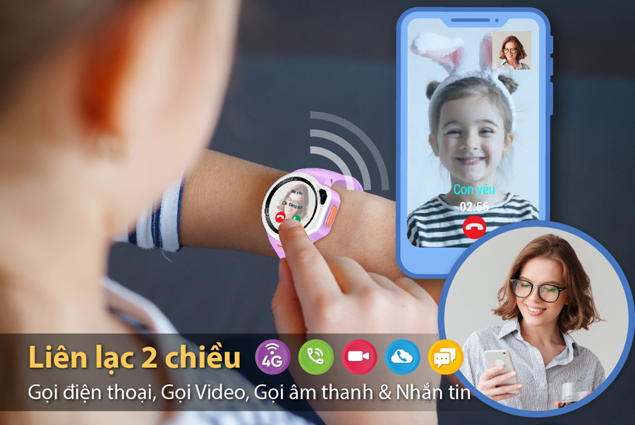 Đồng hồ định vị trẻ em myAlo K84 (đồng hồ thông minh trẻ em) được thiết kế dành cho cả cha mẹ và trẻ: thông qua Danh bạ, trẻ dễ dàng liên lạc 2 chiều với cha mẹ bằng gọi điện thoại, gọi Video, gọi âm thanh và nhắn tin.