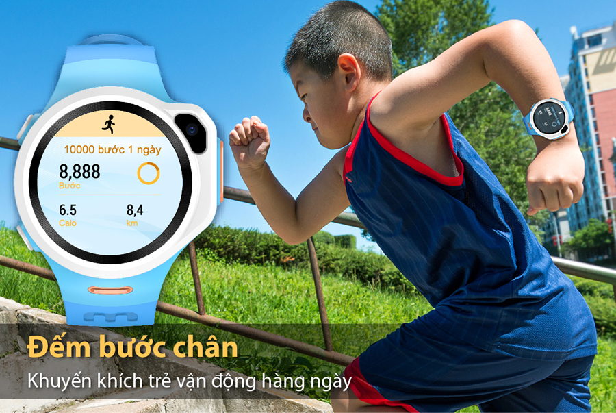 Đồng hồ định vị trẻ em myAlo K84 (đồng hồ thông minh trẻ em) được trang bị cảm biến lực G-Sensor để đếm số bước đi, theo dõi sức khỏe vận động hàng ngày của trẻ.