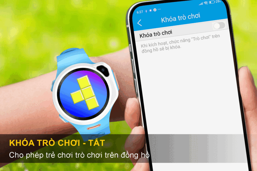 Ứng dụng myAlo myKids cho phép bố mẹ dễ dàng khóa trò chơi trên đồng hồ K84