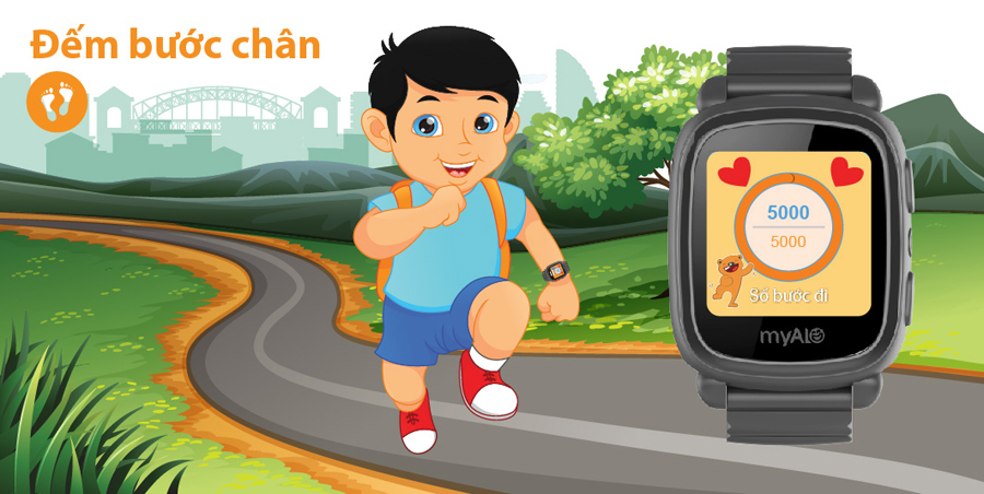 Đồng hồ định vị trẻ em myAlo KS62w (đồng hồ thông minh trẻ em) có chức năng đếm bước chân giúp theo dõi sức khỏe vận động của trẻ hàng ngày