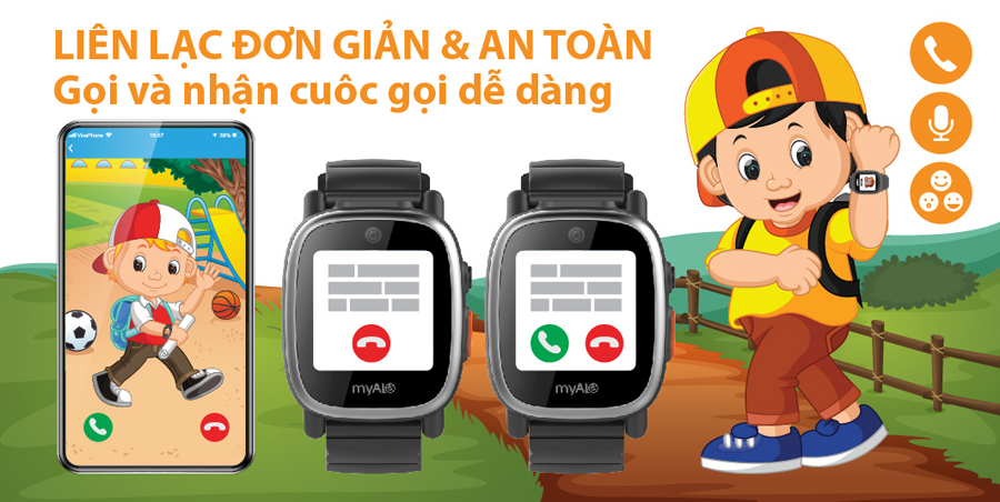 Đồng hồ định vị trẻ em myAlo KS72C (đồng hồ thông minh trẻ em) lắp SIM Viettel, Mobifone, Vinaphone sử dụng để liên lạc, nghe gọi điện thoại 2 chiều