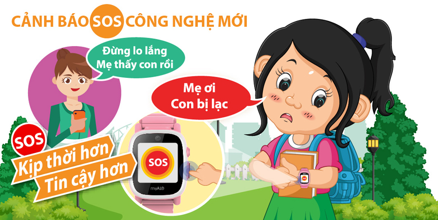 Đồng hồ định vị trẻ em myAlo KS72C (đồng hồ thông minh trẻ em) có nút liên lạc khẩn cấp SOS công nghệ mới, giúp trẻ dễ dàng và nhanh chóng gửi yêu cầu trợ giúp khẩn cấp cho bố mẹ và người thân khi gặp nguy hiểm